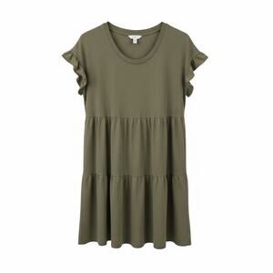 Time and Tru Women’s Medium 8-10 Olive Green Ruffle Sleeve Babydoll Top